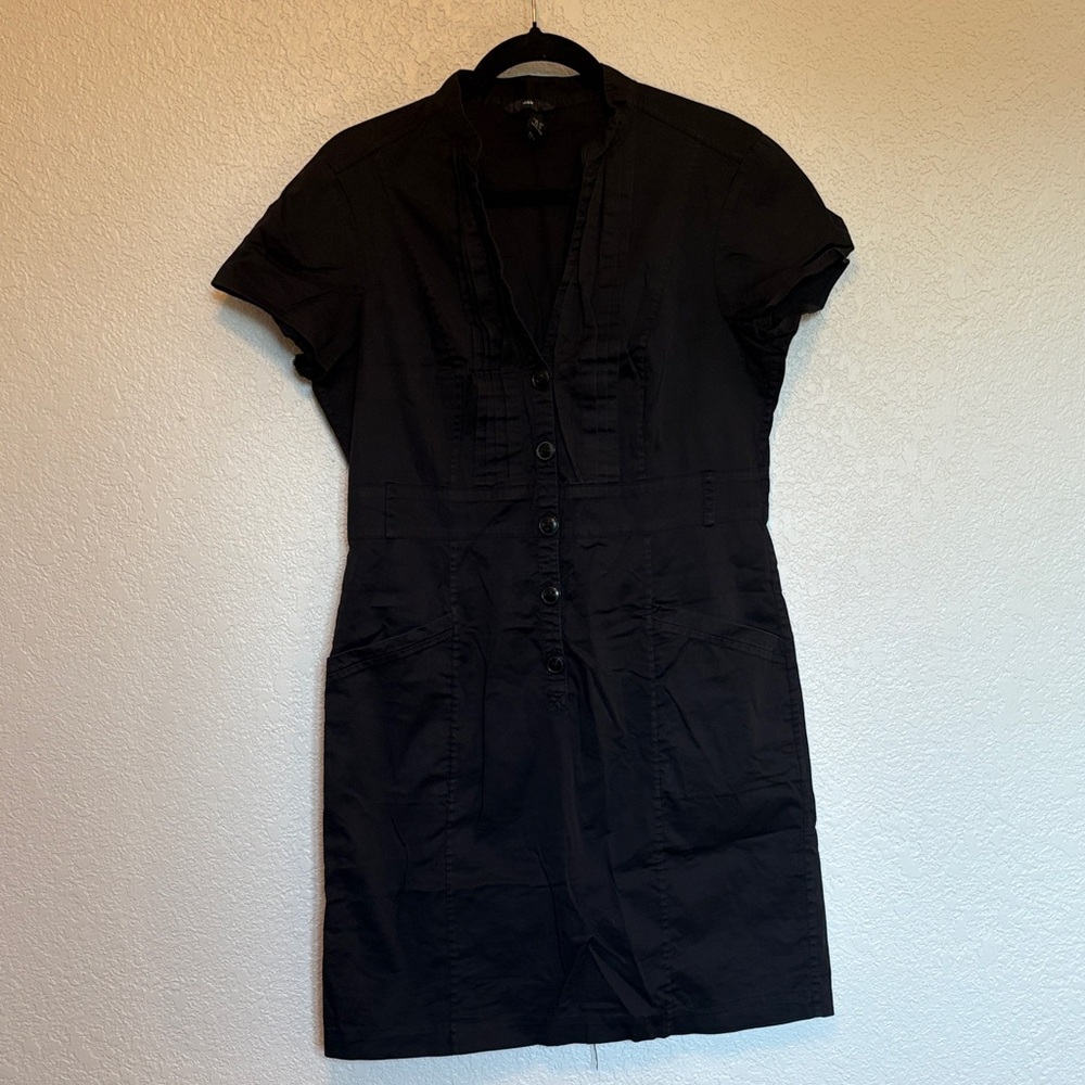 🖤H&M Black Mini Button-Up Dress (14)